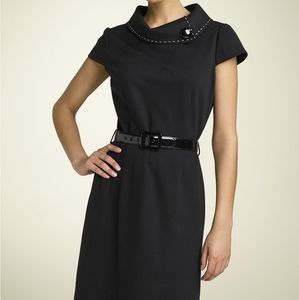 Tahari rolled collar gray dress